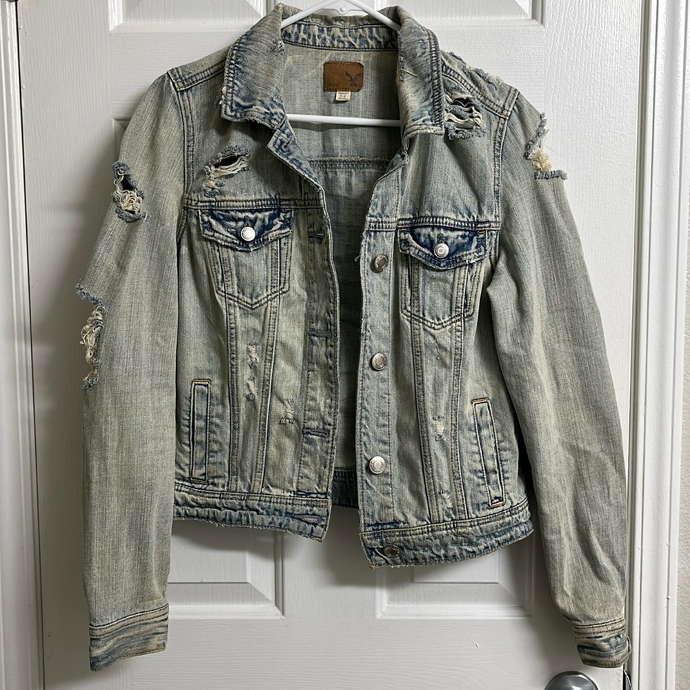 Acid-Wash Distressed Denim Jacket